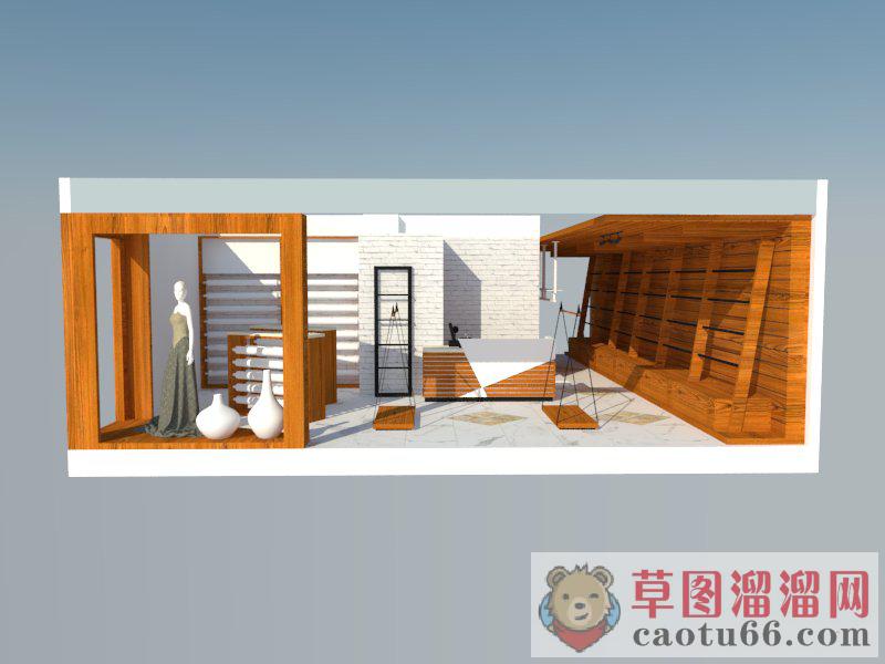 服装店衣橱橱窗SU模型