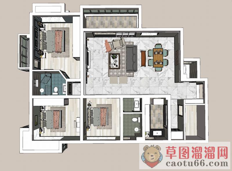 美式室内家装SU模型