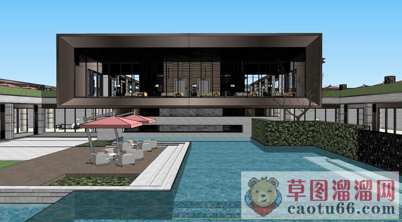 新中式会所建筑SU模型