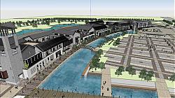 新中式建筑街道SU模型