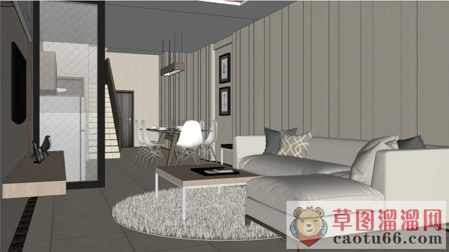 客厅餐厅沙发SU模型