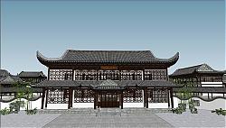 中式建筑岳阳楼会所SU模型