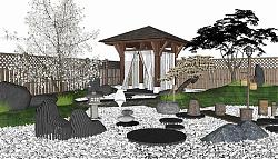 日式枯山水庭院SU模型