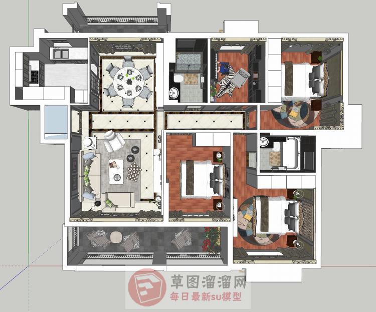 欧式风格精美家装SU模型