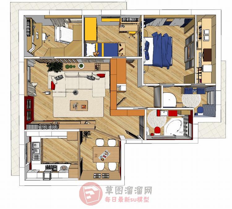 紧凑型家装室内SU模型