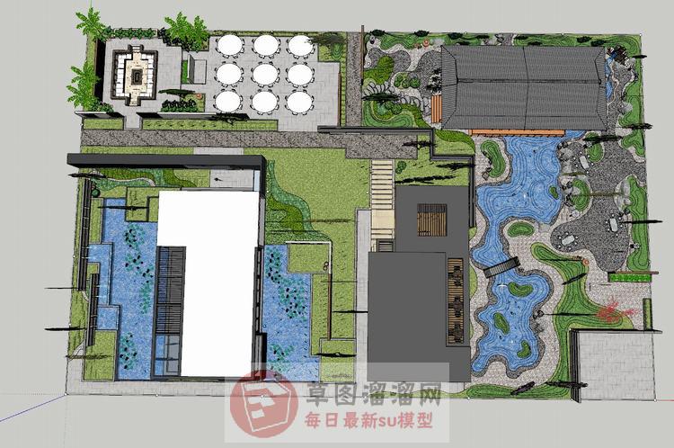 日式花园茶室SU模型