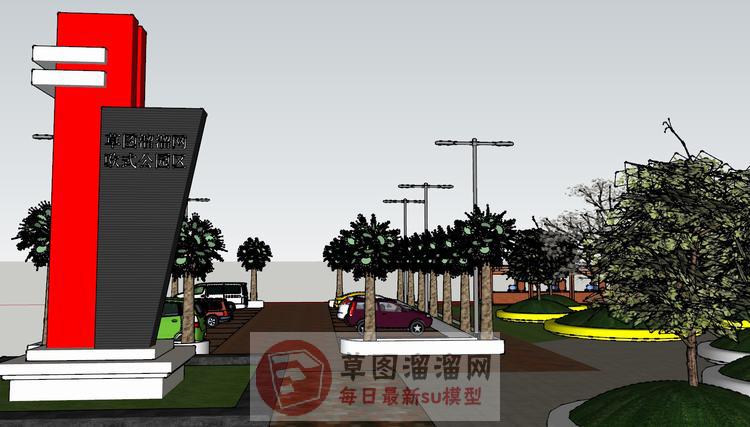 欧式商业公园SU模型