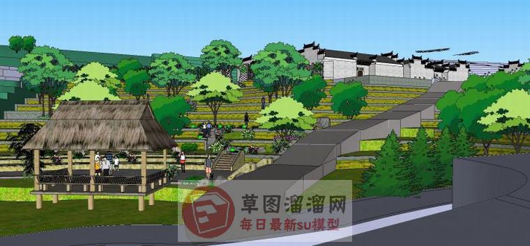 乡村梯田景观SU模型