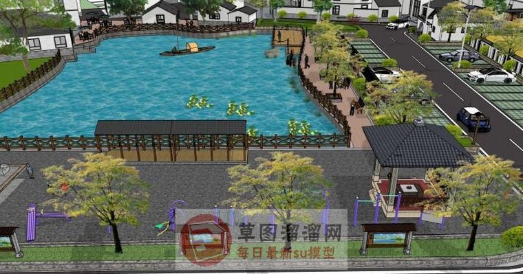 中式乡村景观SU模型
