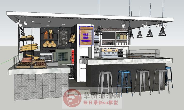 面包店蛋糕店SU模型