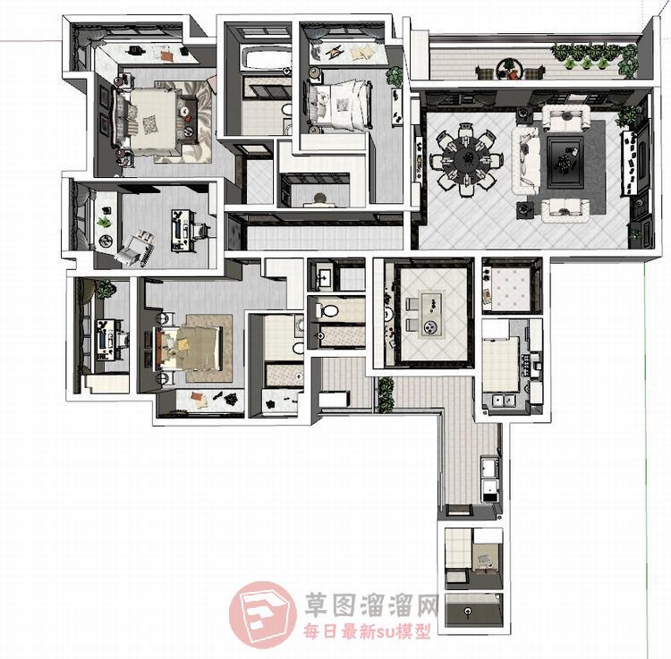 欧式新古典家装SU模型
