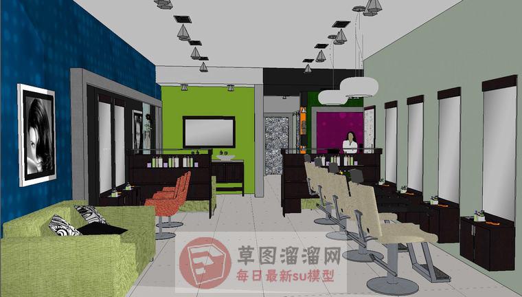 美发沙龙理发店SU模型