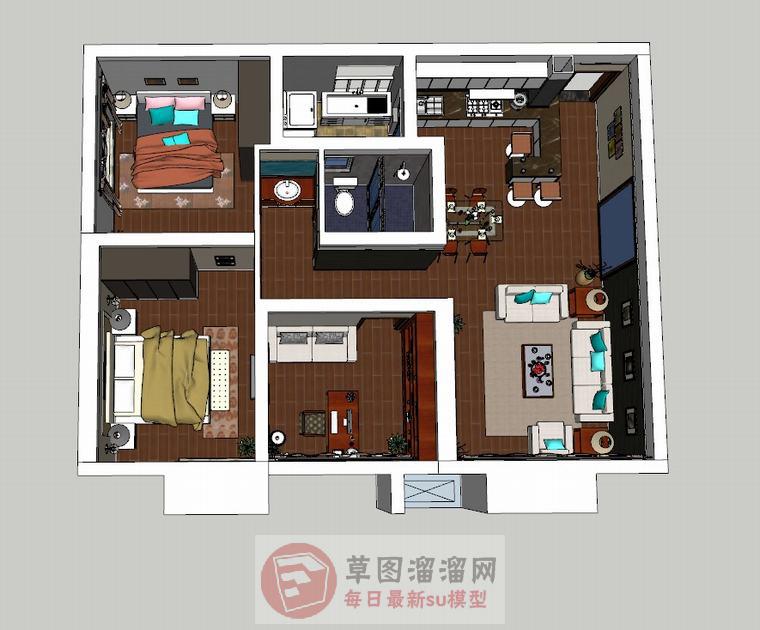 小户型室内家装SU模型