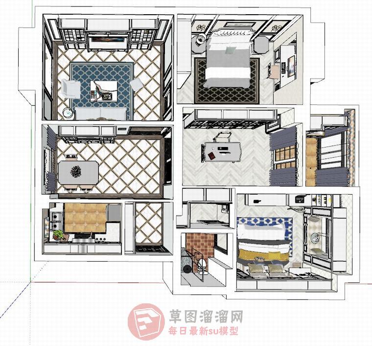 欧美家装户型SU模型