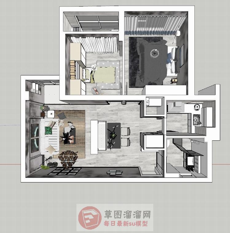 LOFT小户型室内SU模型