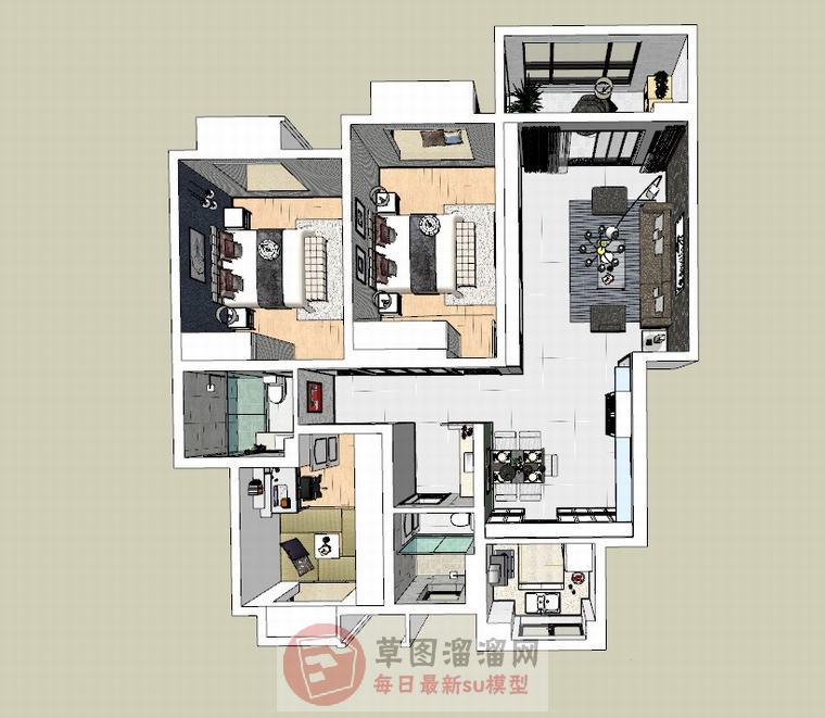 日式榻榻米家装SU模型