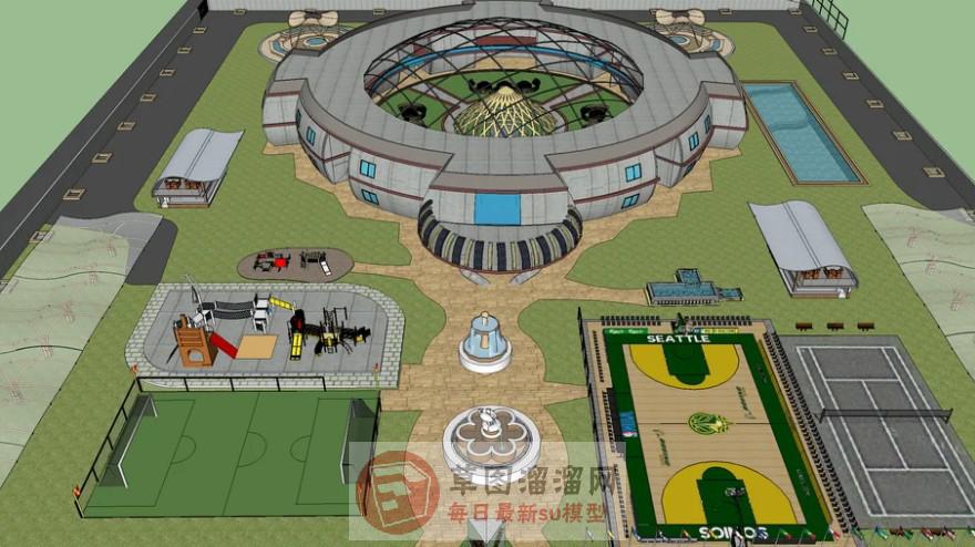 学校建筑规划SU模型