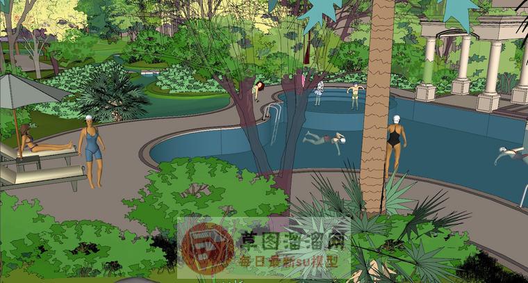 欧式小区景观SU模型
