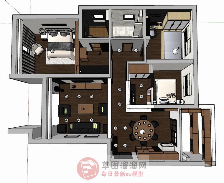 日式家装户型SU模型