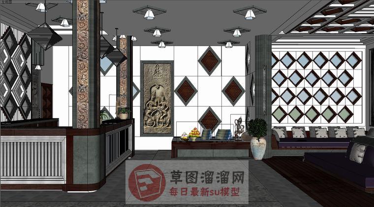 酒店大堂SU模型