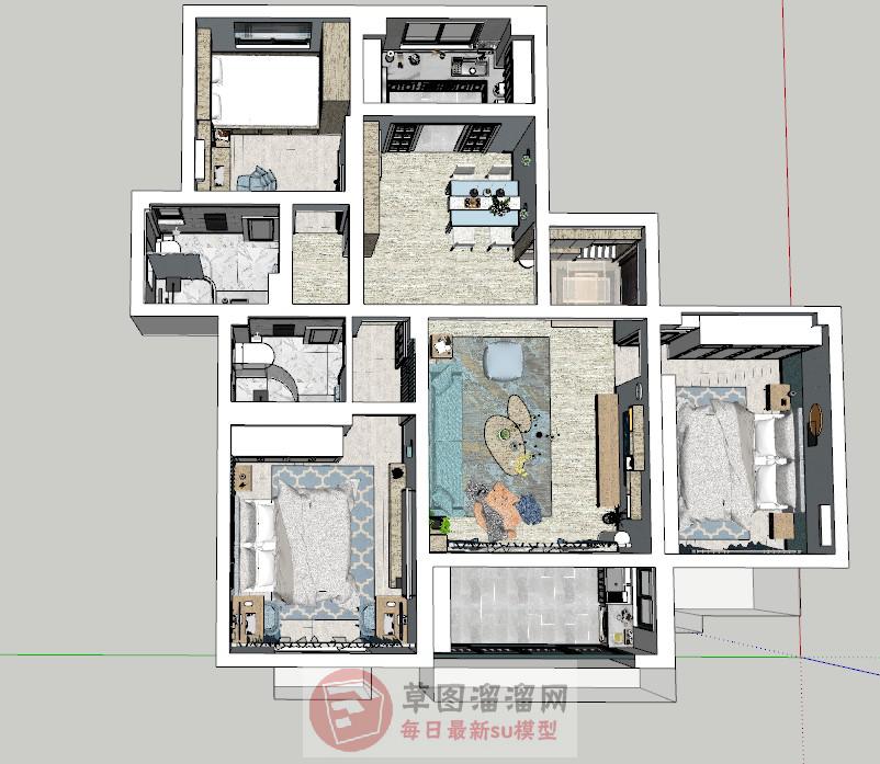 北欧家装户型SU模型