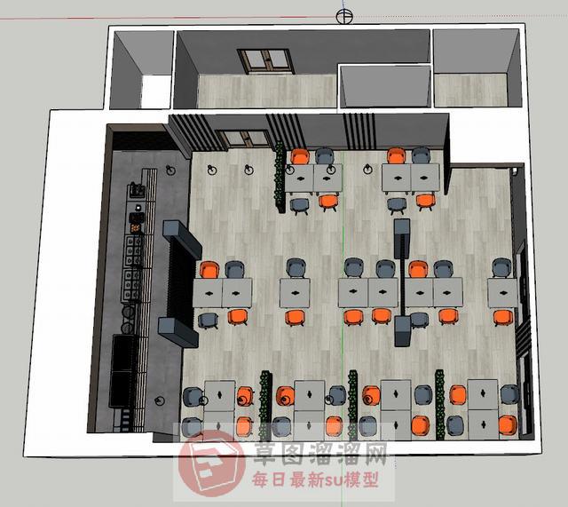 餐厅饮食店餐饮店SU模型
