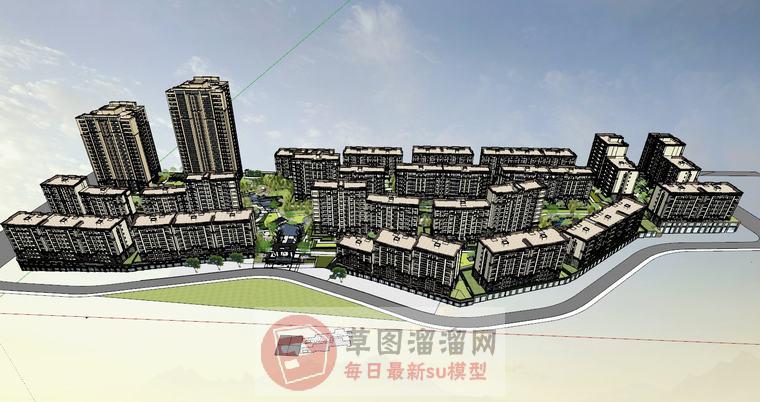 小区景观高层SU模型