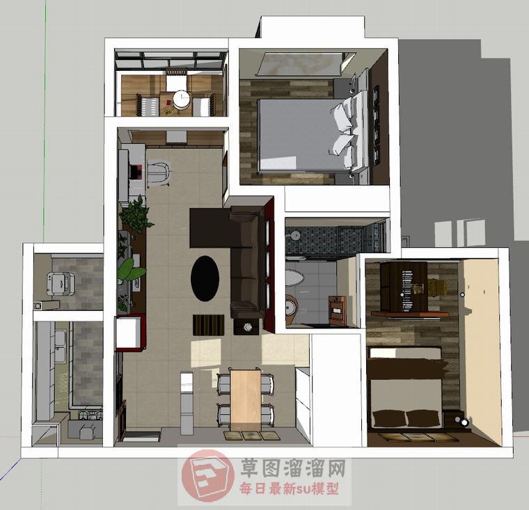 日式家装户型SU模型