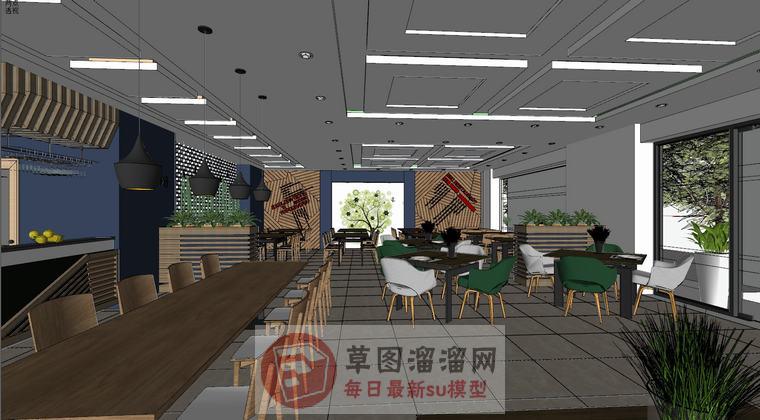 餐饮店餐厅饮食店SU模型