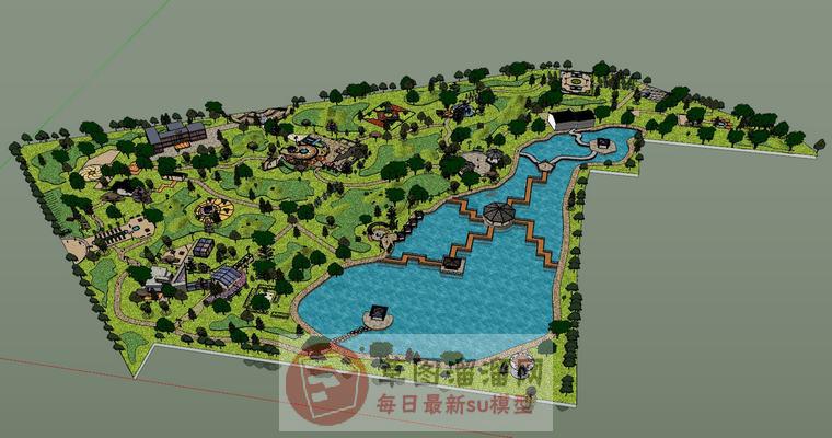 公园景观规划SU模型