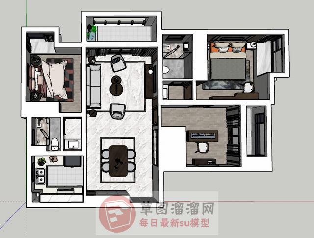 中式风格家装SU模型