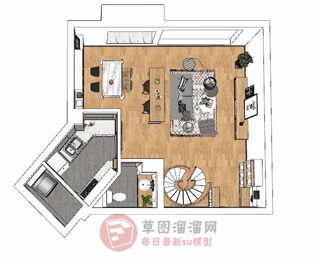 小型公寓住宅SU模型