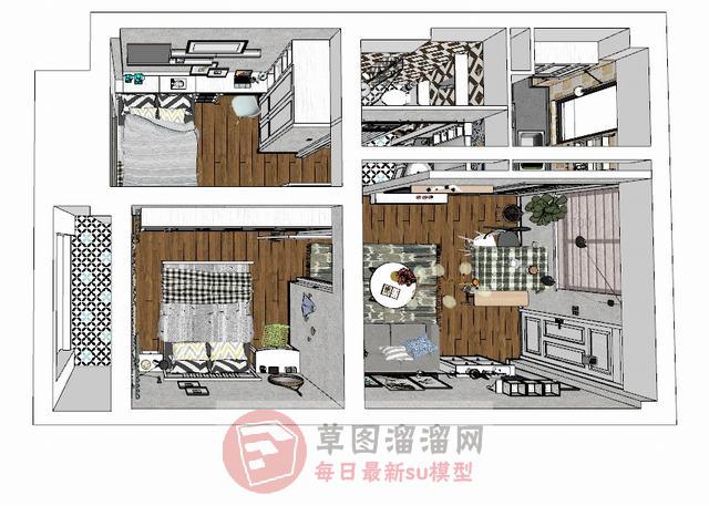 北欧田园风格家装SU模型