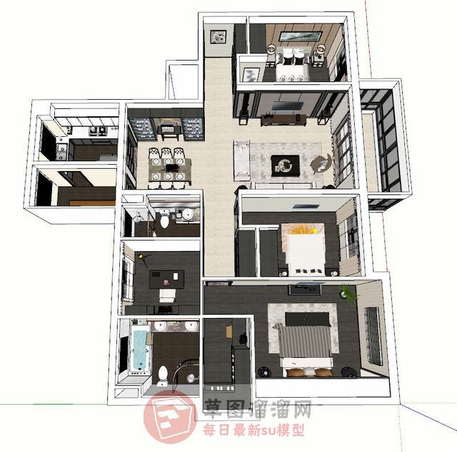 现代简约家装SU模型