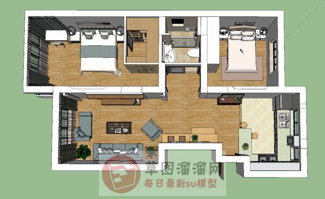 小户型家居室内SU模型