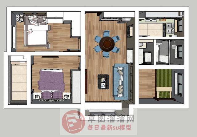 小户型公寓家装SU模型