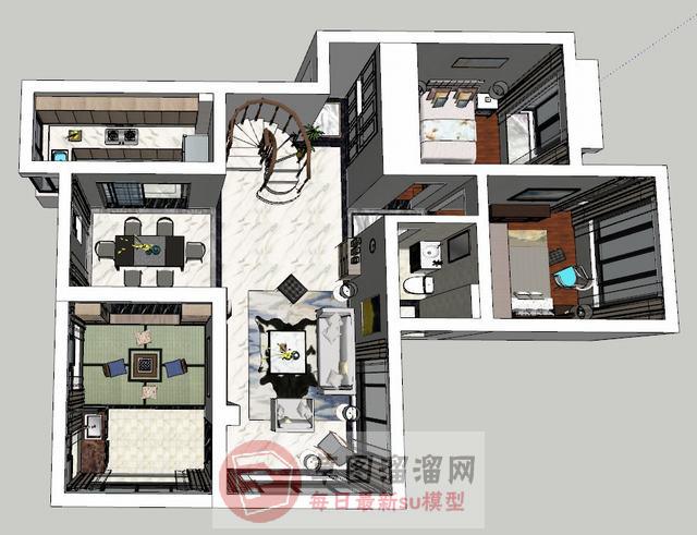 现代家装整体SU模型