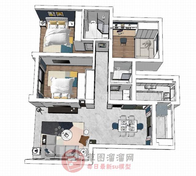 现代整体家装SU模型