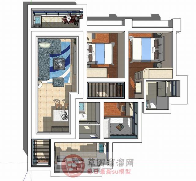 地中海家装户型SU模型
