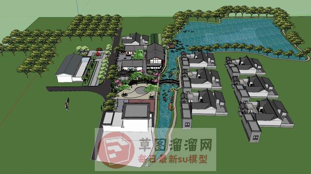新中式公园景观SU模型