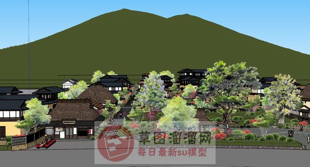 日式景区度假区SU模型