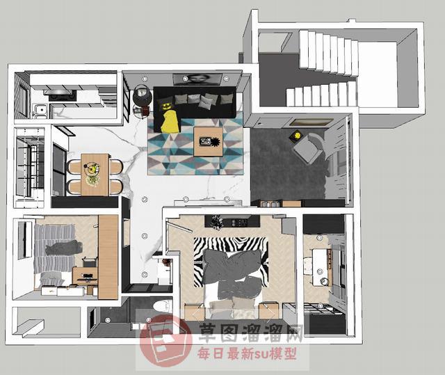 户型整体家装SU模型