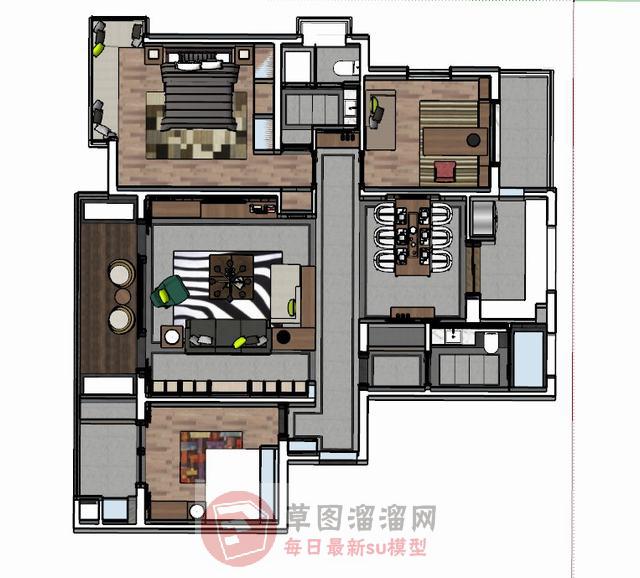 现代室内家装SU模型