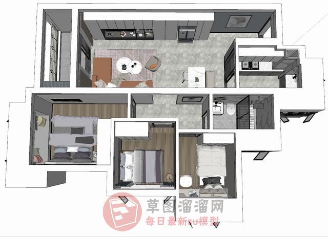 极简家装室内SU模型
