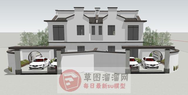 新中式别墅庭院SU模型