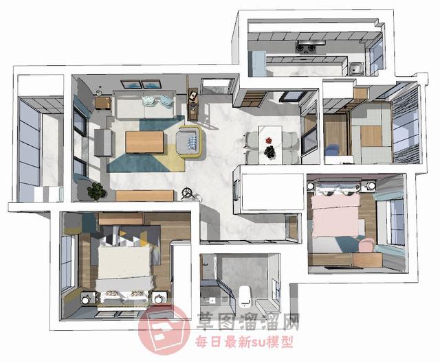 北欧简约样板间SU模型