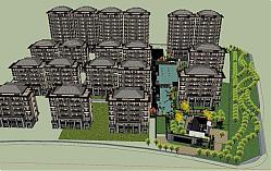 新中式建筑小区SU模型