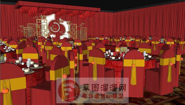 中式酒席宴席SU模型
