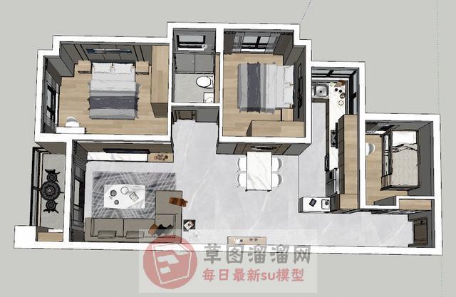 现代简约小户型SU模型