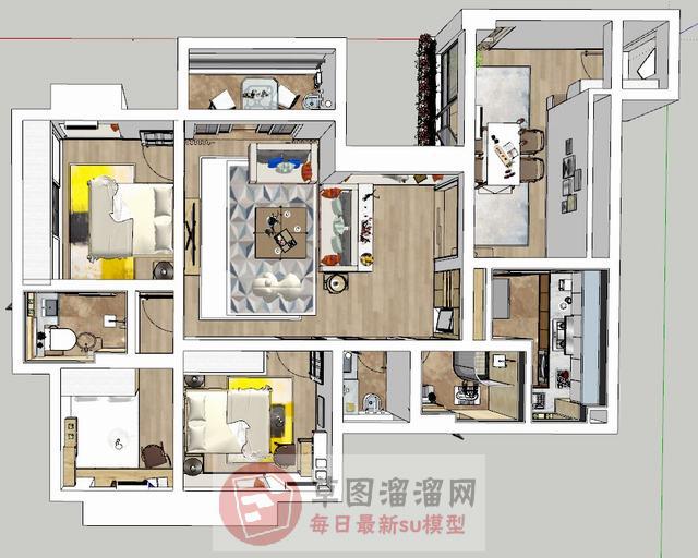北欧家装户型SU模型